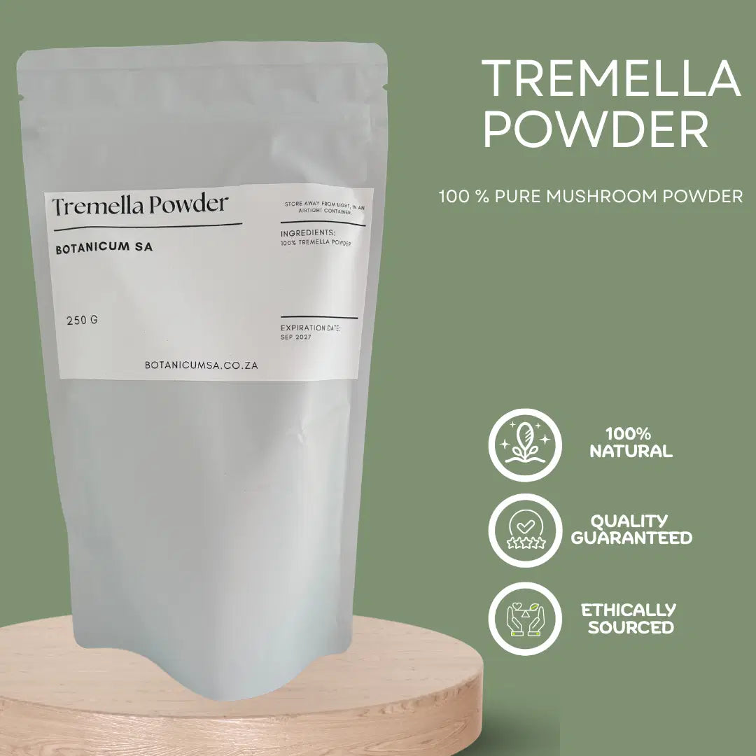 Tremella mushroom powder – hydrates skin and promotes a youthful complexion