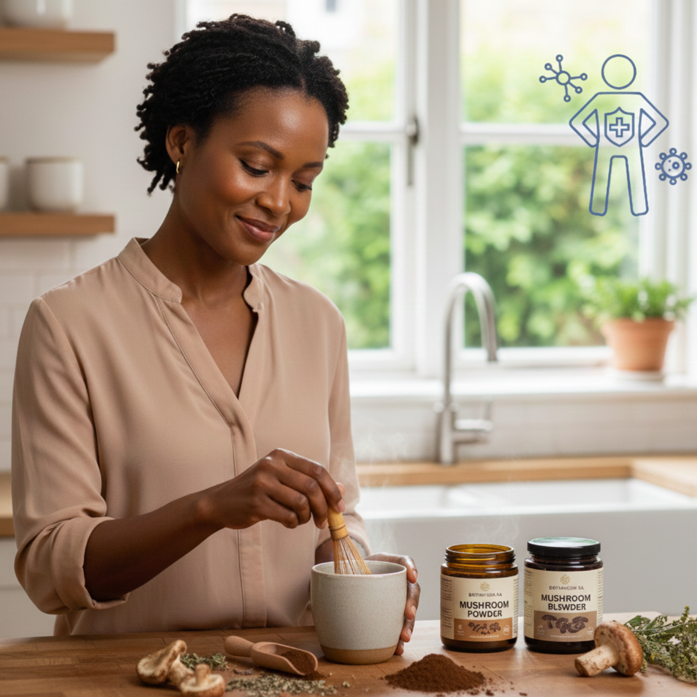 Herbs and Mushroom powders for immune system from botanicum sa